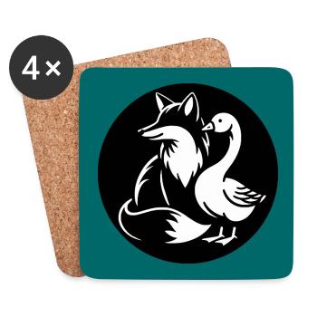 Fuchs und Gans in Freundschaft - Untersetzer (4er-Set) - Weiß - Vorne