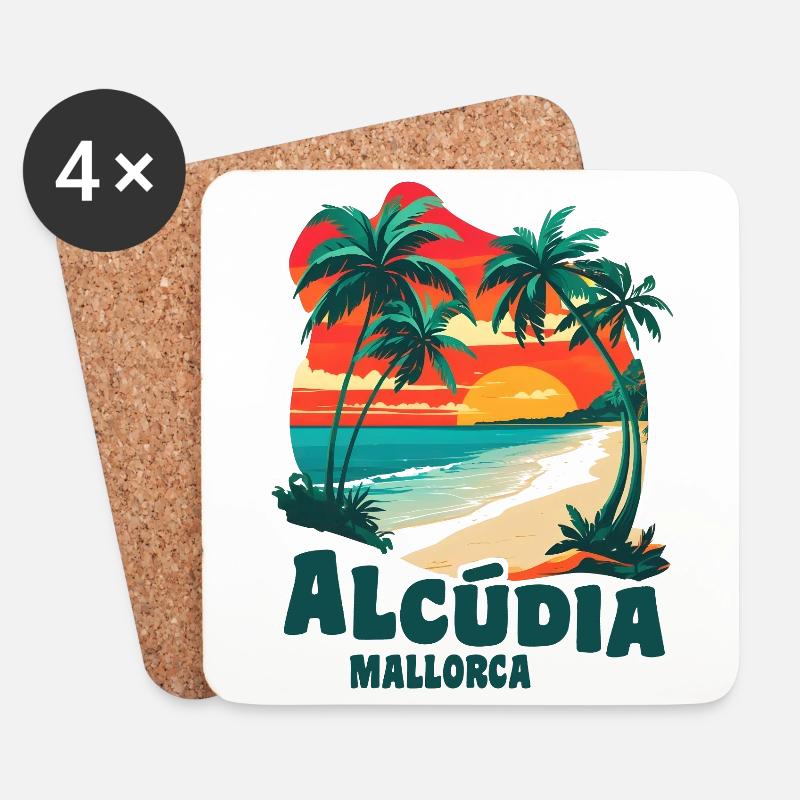 Alcudia Mallorca - Untersetzer (4er-Set) - Weiß