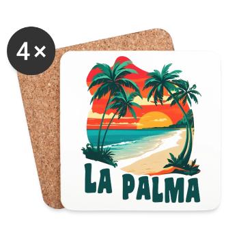La Palma Canary Islands - Coasters (set of 4) - white - Front