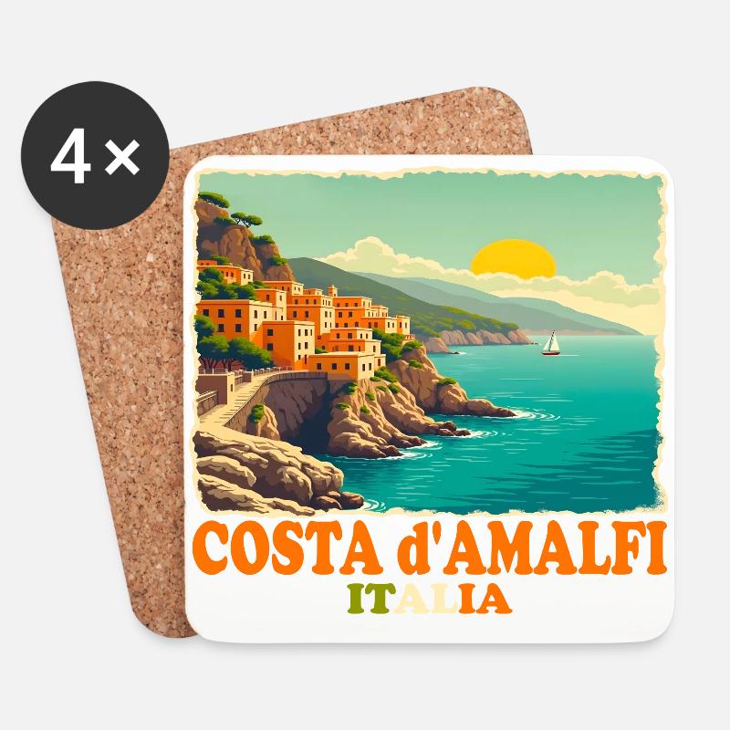 Amalfi Küste Italien - Untersetzer (4er-Set) - Weiß