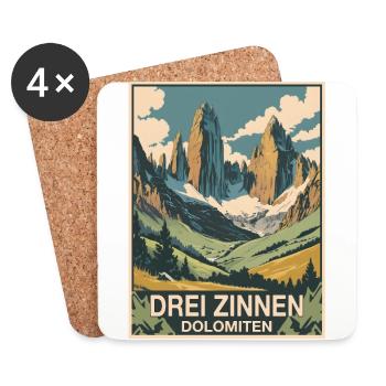 Trois Pics Dolomites - Dessous de verre (lot de 4) - blanc - Devant