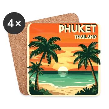 Phuket, Thaïlande - Dessous de verre (lot de 4) - blanc - Devant