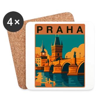 Prag Karlsbrücke - Untersetzer (4er-Set) - Weiß - Vorne
