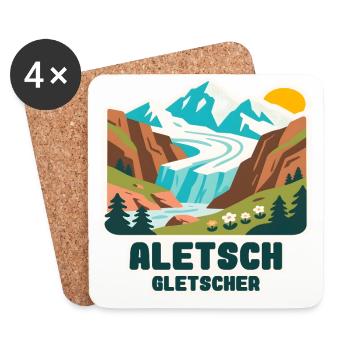 Glacier d’Aletsch - Dessous de verre (lot de 4) - blanc - Devant