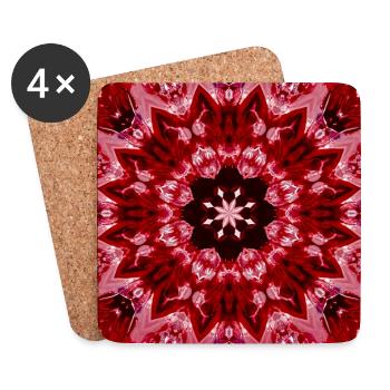 Rotes Mandala Kaleidoskop - Untersetzer (4er-Set) - Weiß - Vorne