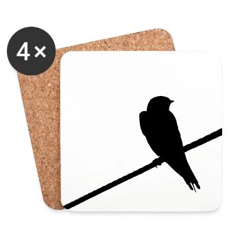 Swallow on wire rope - Coasters (set of 4) - white - Front