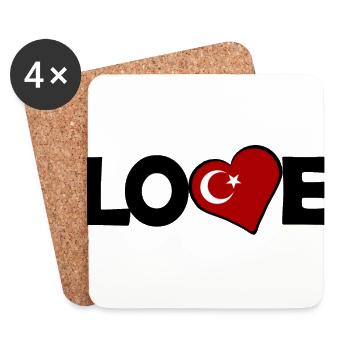 Ein Herz für die Türkei - Untersetzer (4er-Set) - Weiß - Vorne
