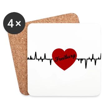 Freiburg heartbeat - Coasters (set of 4) - white - Front