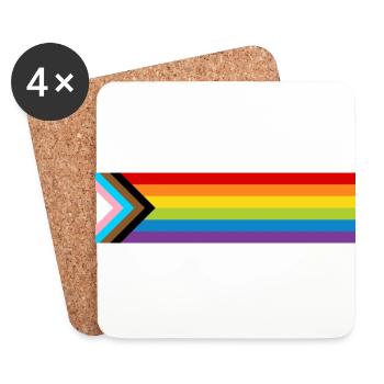 Drapeau de la fierté LGBTQ + Nouveau drapeau de progrès arc-en-ciel - Dessous de verre (lot de 4) - blanc - Devant
