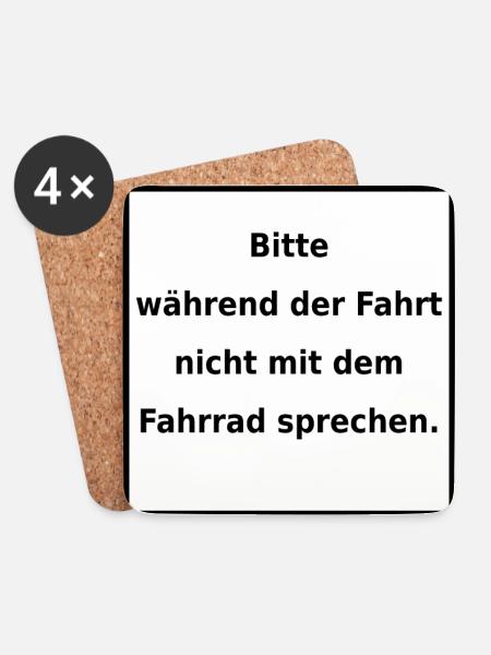 Warnhinweis: Fahrrad. (black/white) - Untersetzer (4er-Set) - Weiß
