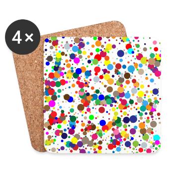 points colorés / confettis - Dessous de verre (lot de 4) - blanc - Devant