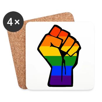 LGBT Fist Fighting Gay Pride CSD Rainbow - Coasters (set of 4) - white - Front