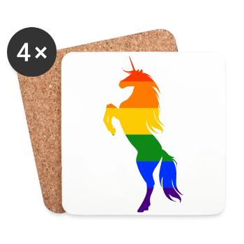 Unicorn LGBT Gay Pride Regenbogen CSD - Untersetzer (4er-Set) - Weiß - Vorne