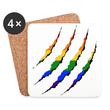 LGBT Wound Gay Pride Rainbow Coming Out - Coasters (set of 4) - white - Front