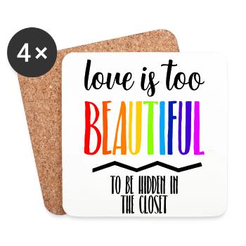 L'amour est beau LGBT Gay Pride CSD Rainbow - Dessous de verre (lot de 4) - blanc - Devant