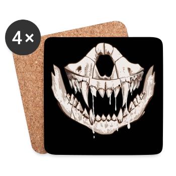 Gesichtsmaske Raubtier Skelett Gebiss Monster - Untersetzer (4er-Set) - Weiß - Vorne