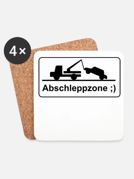 Abschleppzone ;) - Untersetzer (4er-Set) - Weiß
