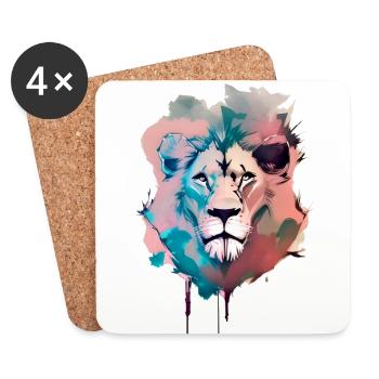 Lion, illustration - Coasters (set of 4) - white - Front