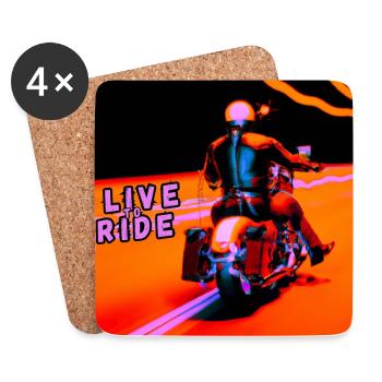 Rider and motorcycle rear view - modern outline - Coasters (set of 4) - white - Front