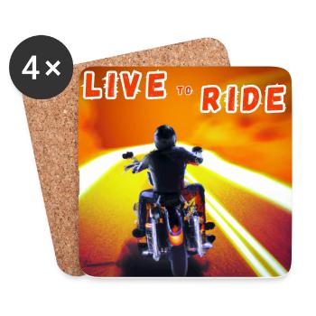 Rider and motorcycle rear view - modern outline - Coasters (set of 4) - white - Front