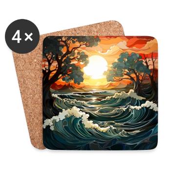 Ocean at sunset - Coasters (set of 4) - white - Front