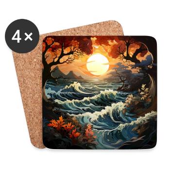 Late autumn ocean sunset - Coasters (set of 4) - white - Front