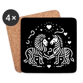 Leo et Zèbre Amour et amitié - Dessous de verre (lot de 4) - blanc - Devant