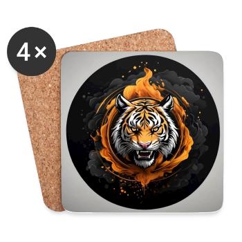 Hissing tiger big cat - Coasters (set of 4) - white - Front