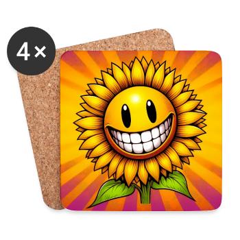 Sonnenblume - Untersetzer (4er-Set) - Weiß - Vorne