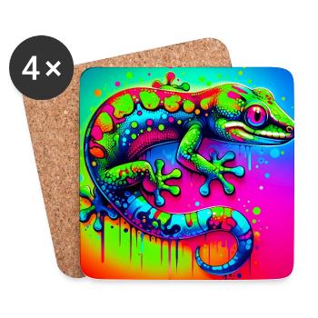 Gecko - Untersetzer (4er-Set) - Weiß - Vorne