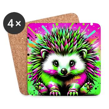Igel - Untersetzer (4er-Set) - Weiß - Vorne