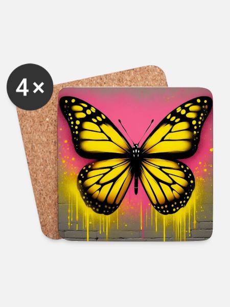 Schmetterling - Untersetzer (4er-Set) - Weiß