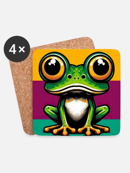 Frosch - Untersetzer (4er-Set) - Weiß