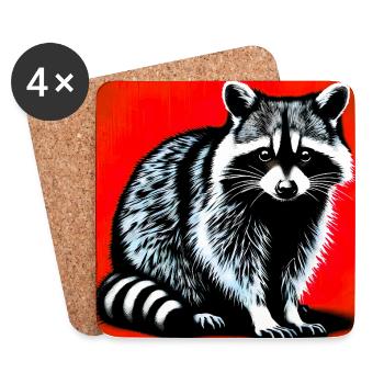 Waschbär - Untersetzer (4er-Set) - Weiß - Vorne
