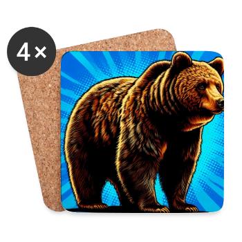 Bär - Untersetzer (4er-Set) - Weiß - Vorne