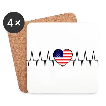Heart Rate America - Coasters (set of 4) - white - Front