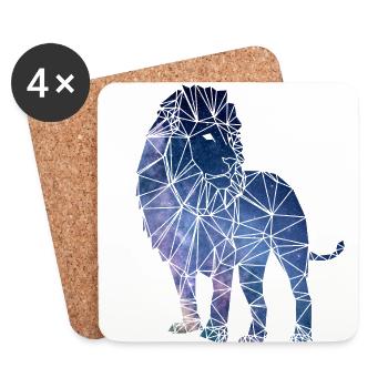 lion galaxie - Dessous de verre (lot de 4) - blanc - Devant