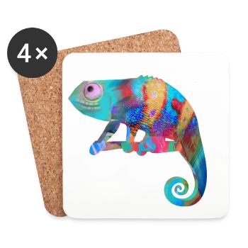 Caméléon, graffiti, camelion, coloré, illustration, - Dessous de verre (lot de 4) - blanc - Devant