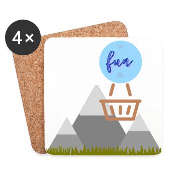 Montgolfière en montagne - Dessous de verre (lot de 4) - blanc - Devant