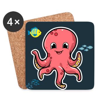Kleiner Oktapus im Atlantik - Untersetzer (4er-Set) - Weiß - Vorne
