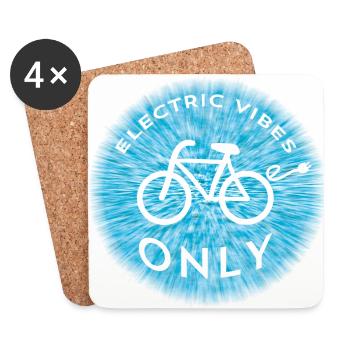 ELECTRIC VIBES ONLY EBIKE Bicycle E-Bike - Coasters (set of 4) - white - Front