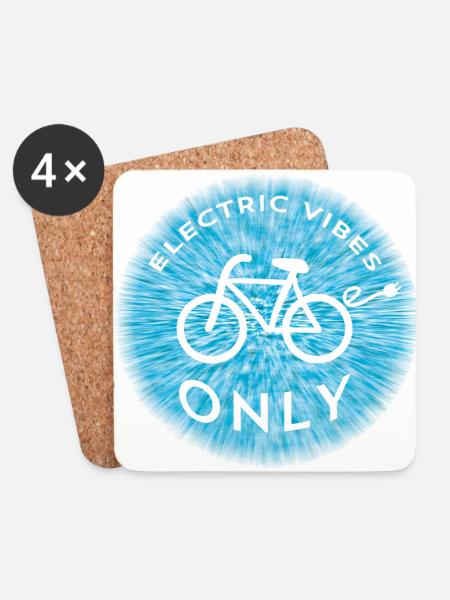 ELECTRIC VIBES ONLY EBIKE Bicycle E-Bike - Coasters (set of 4) - white