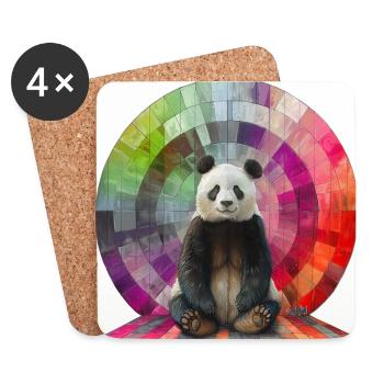 Panda in front of the rainbow / for animal lovers - Coasters (set of 4) - white - Front