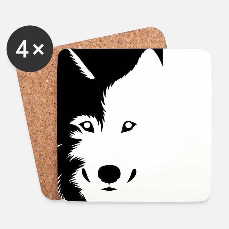Wolf - Untersetzer (4er-Set) - Weiß
