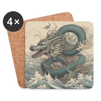 Drache - Untersetzer (4er-Set) - Weiß - Vorne
