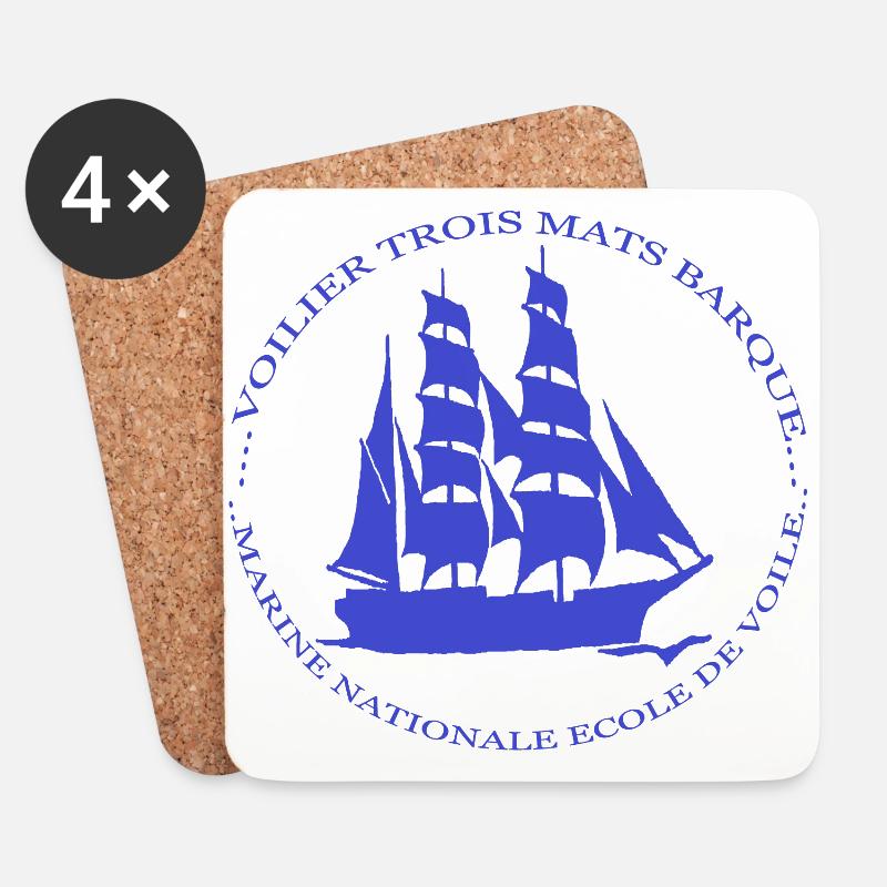 SEGELBOOT ECOLE MARINE NATIONALE CREA L. RUNEMBERG - Untersetzer (4er-Set) - Weiß