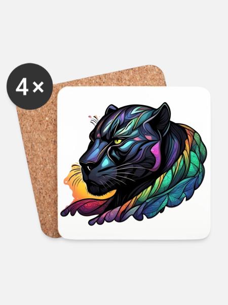 Panther - Untersetzer (4er-Set) - Weiß