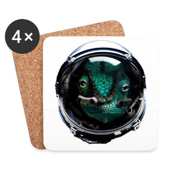 Astronaut Chameleon Reptile Keeper Outer Space - Coasters (set of 4) - white - Front