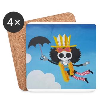 one piece Brook Skelet Anime Sky himmel Wolken Tot - Untersetzer (4er-Set) - Weiß - Vorne