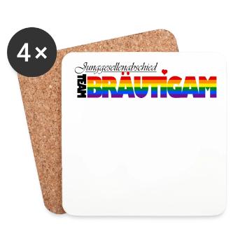 TEAM:BRÄUTIGAM (Pride-Version) - Untersetzer (4er-Set) - Weiß - Vorne